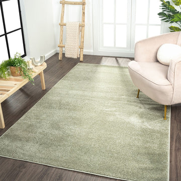 Haze Solid Low-pile Area Rug Green
